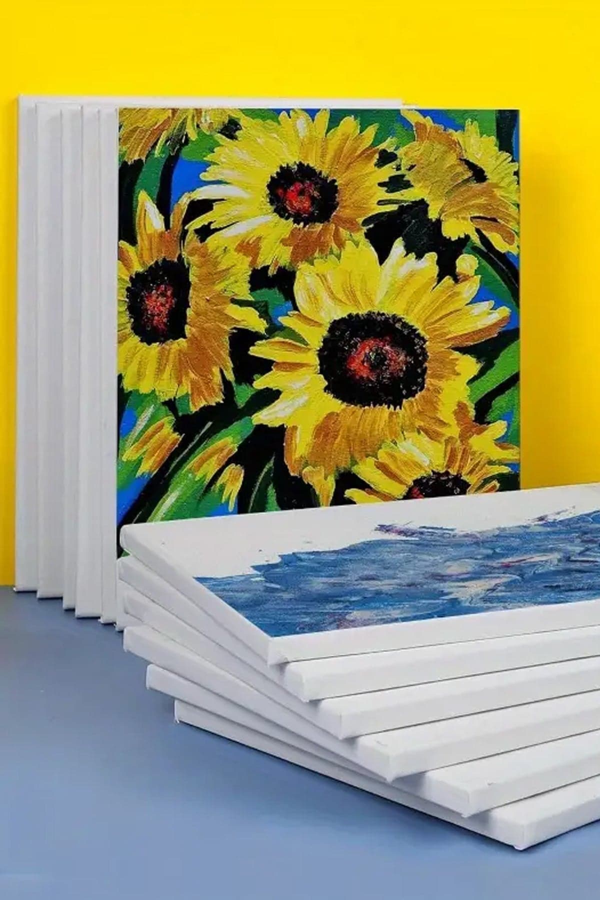Çocuk Ressam Tuval, 20 x 20 cm, Boyama Beyaz Astarlı, Akrilik & Yağlıboya - Detay