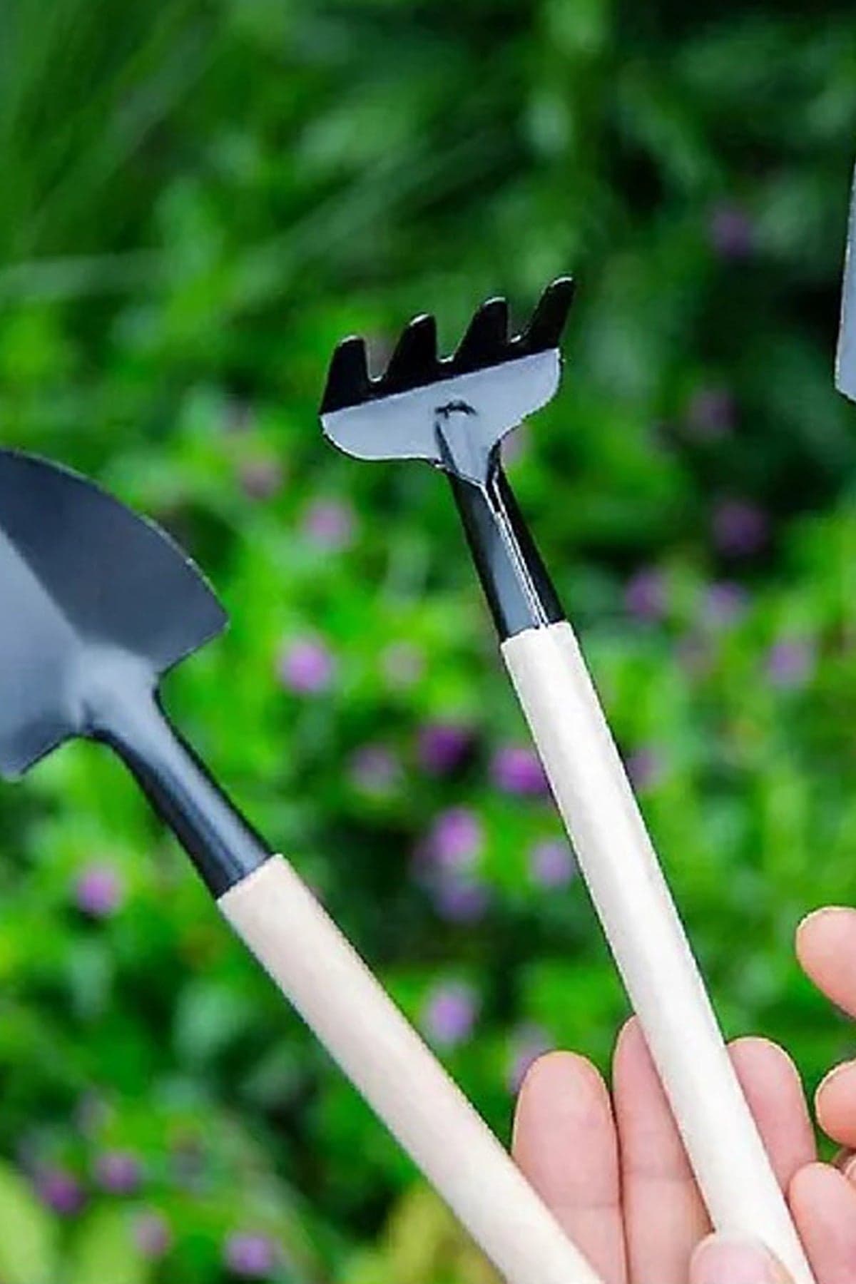 3 Parça Ahşap Saplı Demir Mini Bahçe ve Saksı Bakım Seti - 2