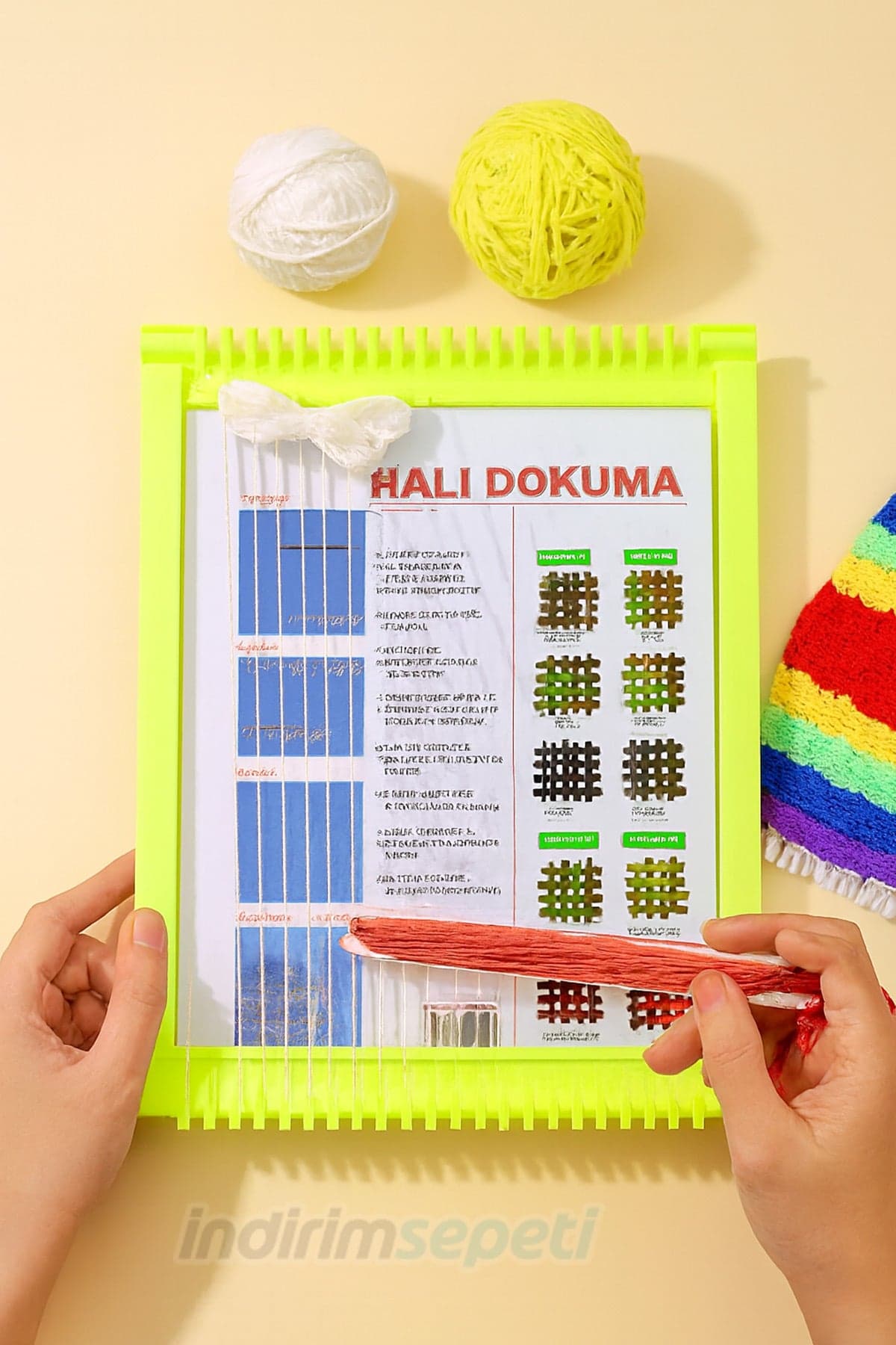 PVC Halı Dokuma Tezgahı Eğitim Ve Hobi Seti 32x23 cm - Detay