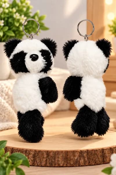 Sevimli Siyah Beyaz Panda Peluş Anahtarlık ve Çanta Süsü Takısı –15 cm Çanta Süsü