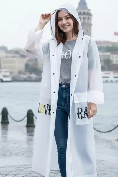 Unisex Yağmurluk XL Beden Bağcıklı Kapüşonlu Cepli Taşıma Çantalı Sarı Siyah