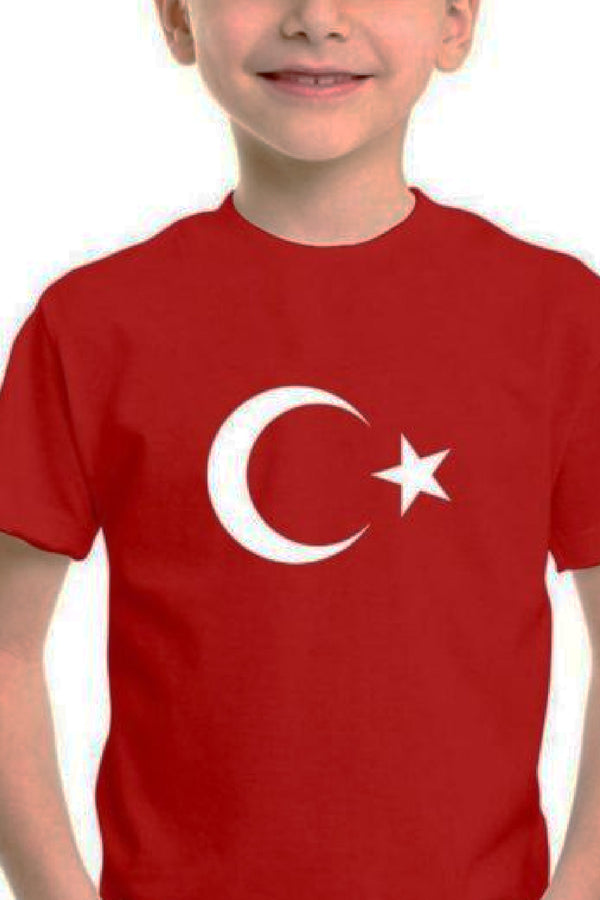 Ay Yıldız Unisex Çocuk Genç Kısa Kol T-shirt Ay Yıldızlı ve 23 Nisan 29 Ekim 10 Kasım Gösteri T-shirt