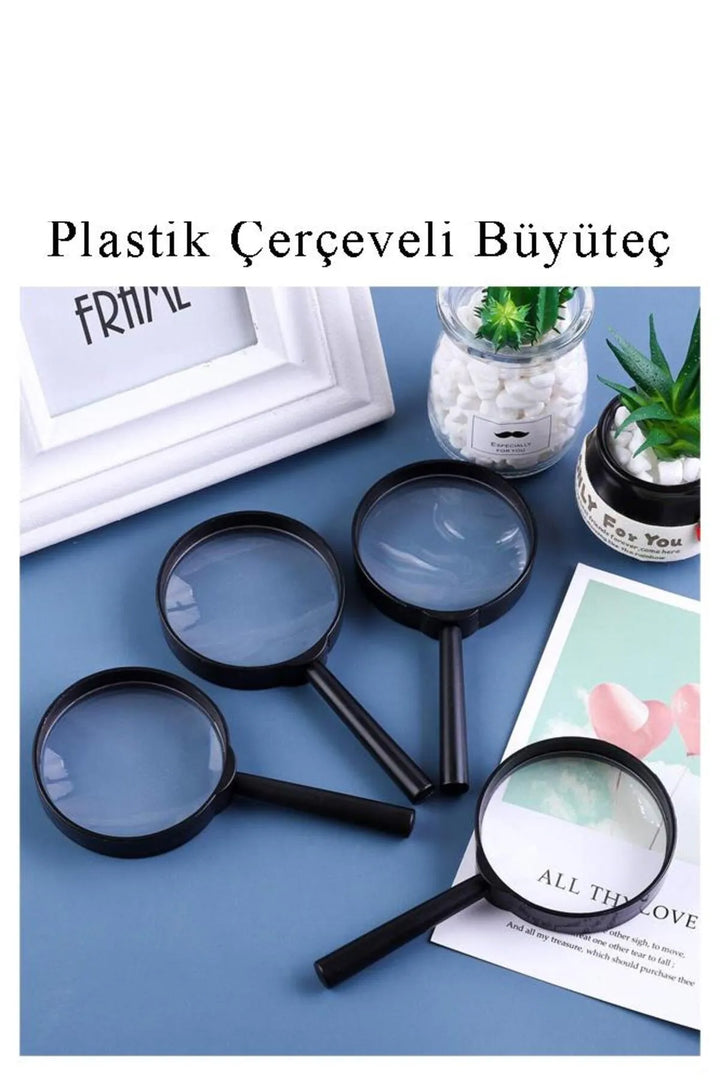 Büyüteç 40 mm 1 Adet Plastik Sap Çerçeveli Büyüteç Merçek Okul Büro Ofis