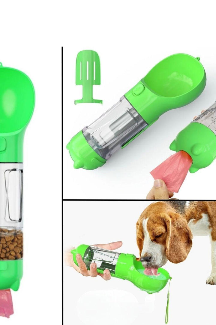 Kedi Köpek Taşınabilir Evcil Hayvan Çift Hazneli Mama Ve Suluk-atıktorbalı-pet Seyahat Set-300ml