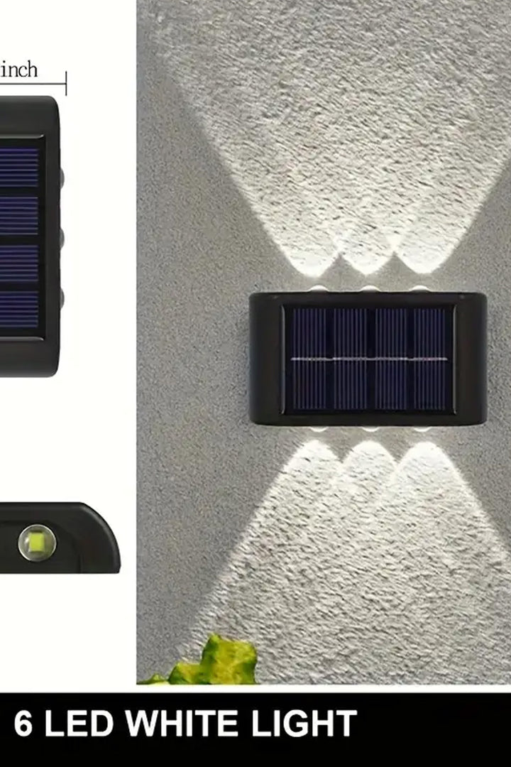 6 Ledli Solar Güneş Enerjili Aplik Led, Dekoratif Duvar Monteli Gün Işığı LED