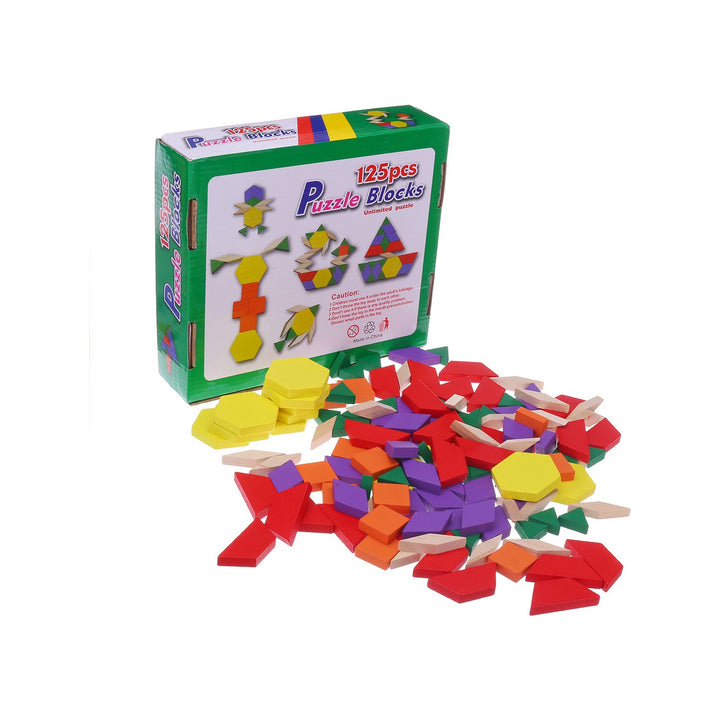 125 Parça Ahşap Eğitici Tangram Puzzle Blok Seti