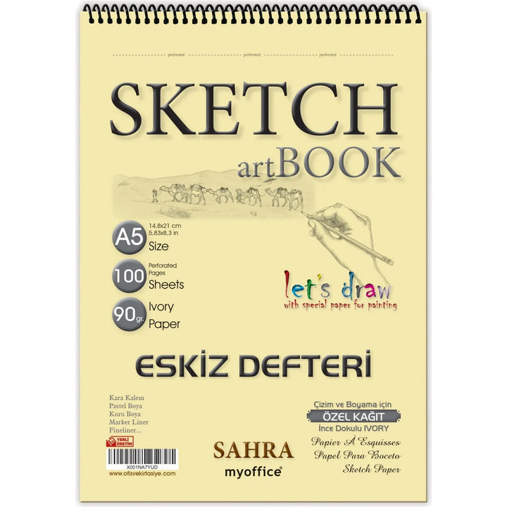 Folix Sketchbook SAHRA A5 Spiralli 90 gr. Ivory 100 yaprak Eskiz Defteri