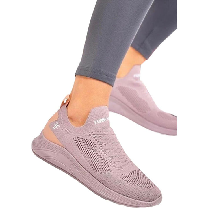 Günlük Sneaker Slip on Nefes Alabilen Hafif Yürüyüş Bağcıksız Esnek Spor Ayakkabı Lila