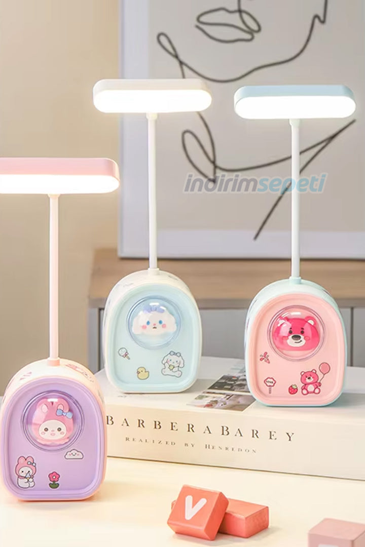 Kawaii Sanrio Şarjlı Çocuk Masa Lambası RGB Kalemtıraş kalemtıraş Masaüstü Göz-koruma lambası Usb şarj Hediyelik