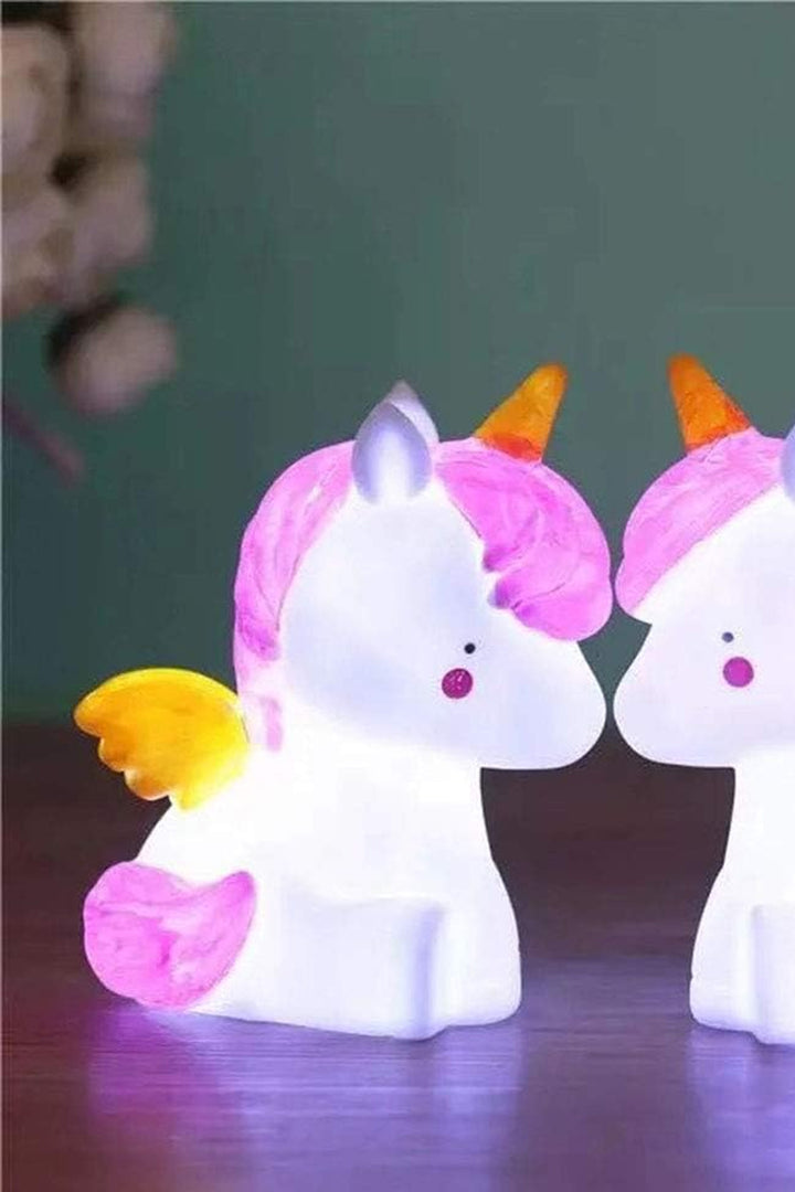 Sevimli Unicorn Boynuzlu At Şeklinde Led Dekoratif Gece Lambası Aydınlatması