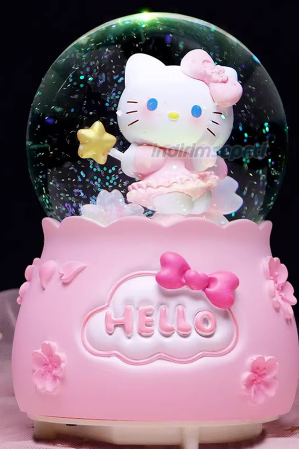 Hello Kitty Mega Boy Kar Küresi Otomatik Kar Püskürtmeli Işıklı Müzikli