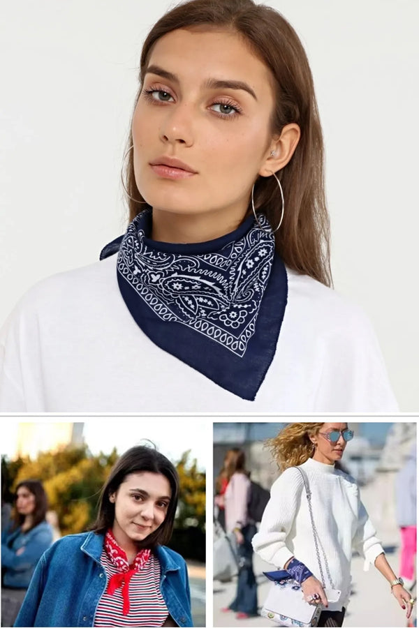 Bandana Etnik Desenli Bisiklet & Motosiklet Etkinlik Gezi Eğlence Lacivert Pamuklu