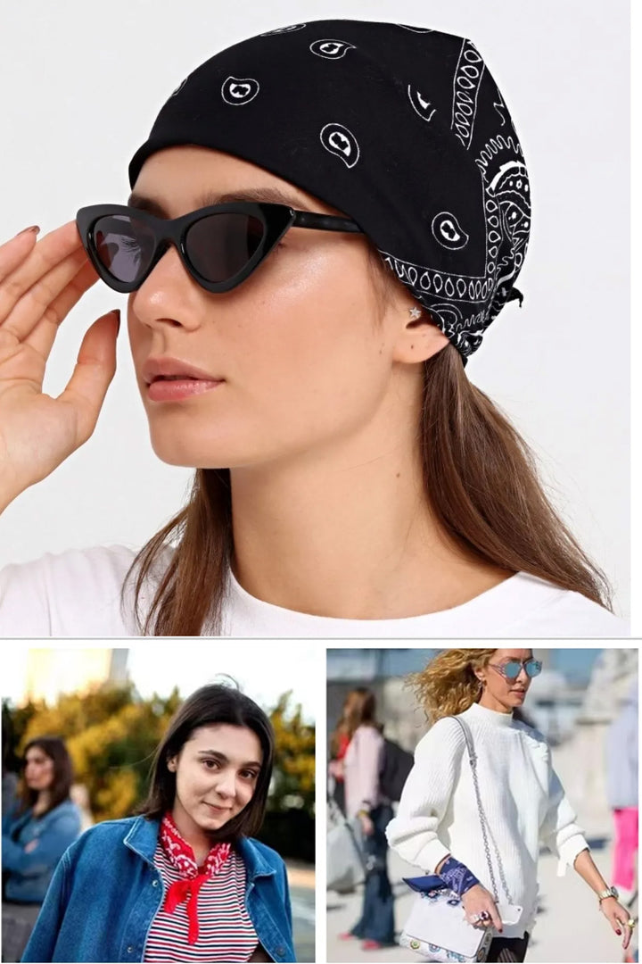 Bandana Etnik Desenli Bisiklet & Motosiklet Etkinlik Gezi Eğlence Siyah Pamuklu