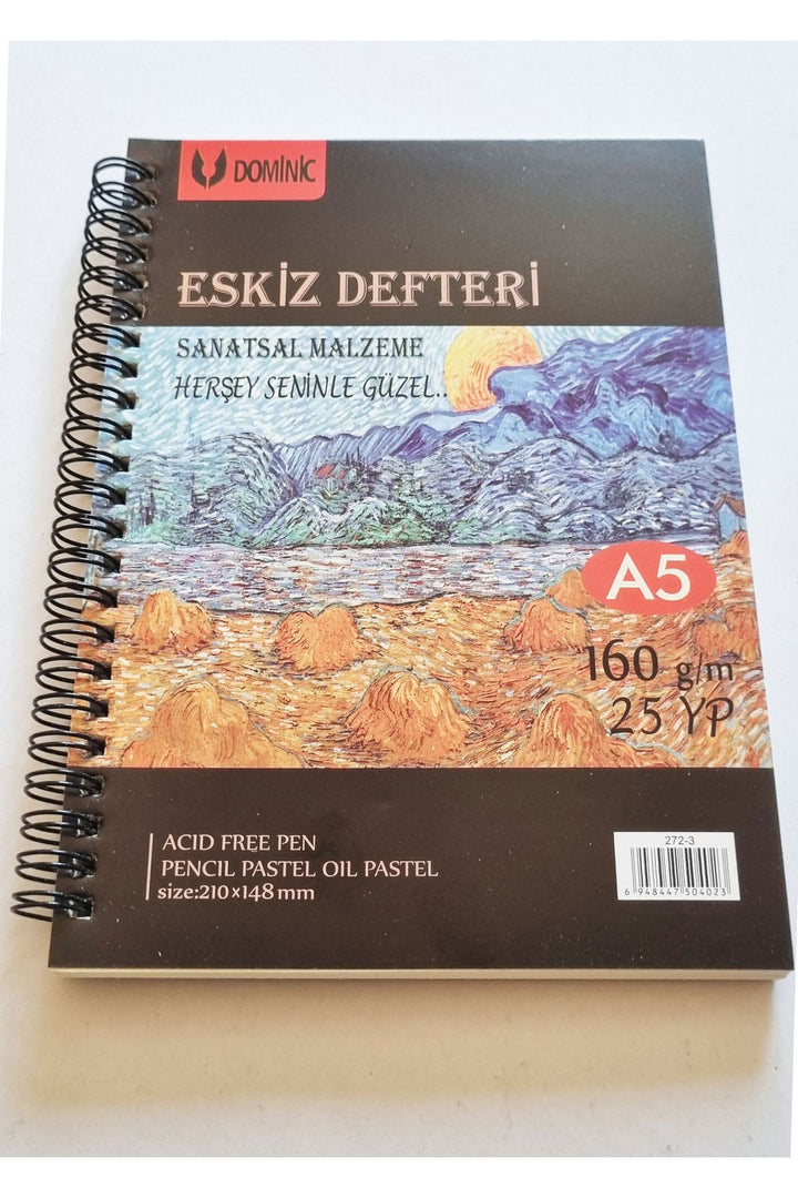 A5 Eskiz Defteri Sol Yandan Metal Spiralli Dmnc Sketch Art Book 160gr 25 Yaprak