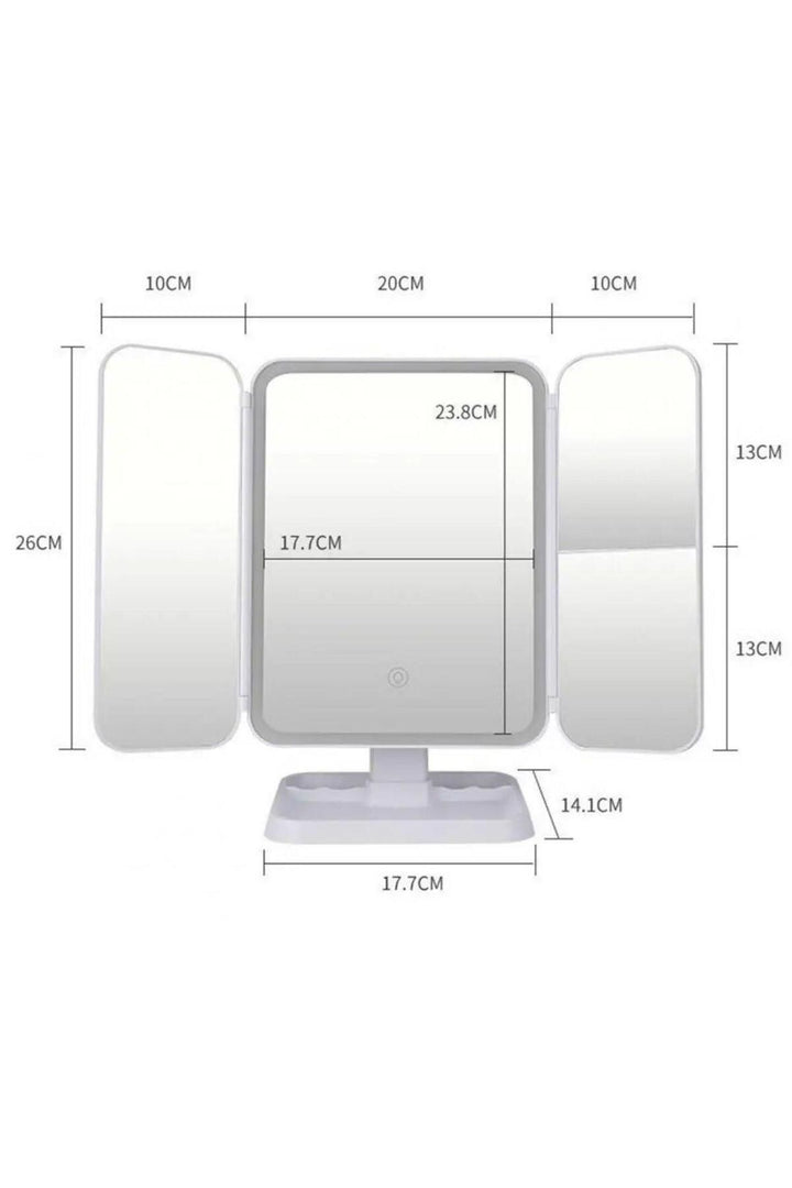 2 Kapaklı,3 Farklı Dokunmatik Led Ayarlı USB Şarj ile Şarj Olabilen Makyaj Aynası