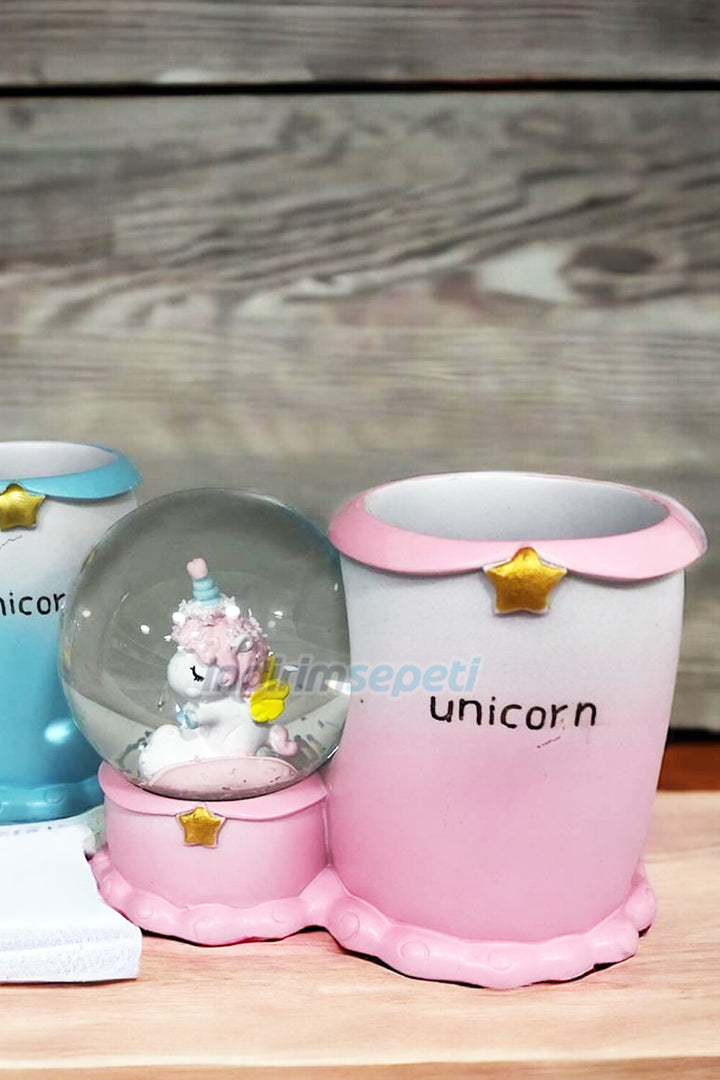 3D Unicorn Kristal Top LED Işık Ahşap Taban, Kalemlik Sanatsal Dekoratif Gece Lambası, Cam Küre, Ev Dekoru, Oda Dekoru, Yıldönümü Hediyesi, Festival Sanat Dekorasyonu 1 Adet