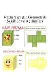 Katla Yapıştır Geometrik Şekiller ve Açılımları Seti 1 Paket Geometrik Cisimler