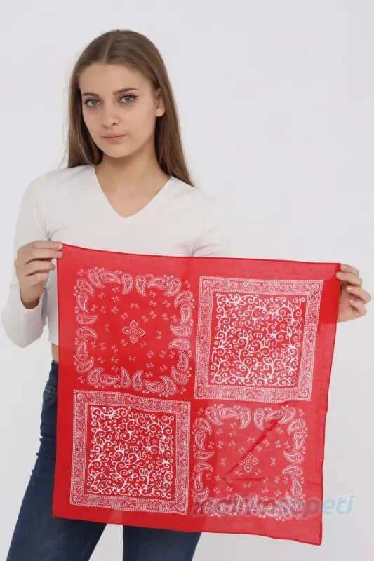 Bandana Etnik Desenli Bisiklet & Motosiklet Etkinlik Gezi Eğlence Pamuklu Kırmızı 4 Model