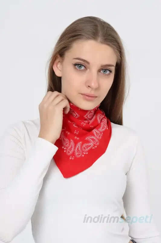 Bandana Etnik Desenli Bisiklet & Motosiklet Etkinlik Gezi Eğlence Pamuklu Kırmızı 4 Model