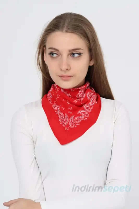 Bandana Etnik Desenli Bisiklet & Motosiklet Etkinlik Gezi Eğlence Pamuklu Kırmızı 4 Model