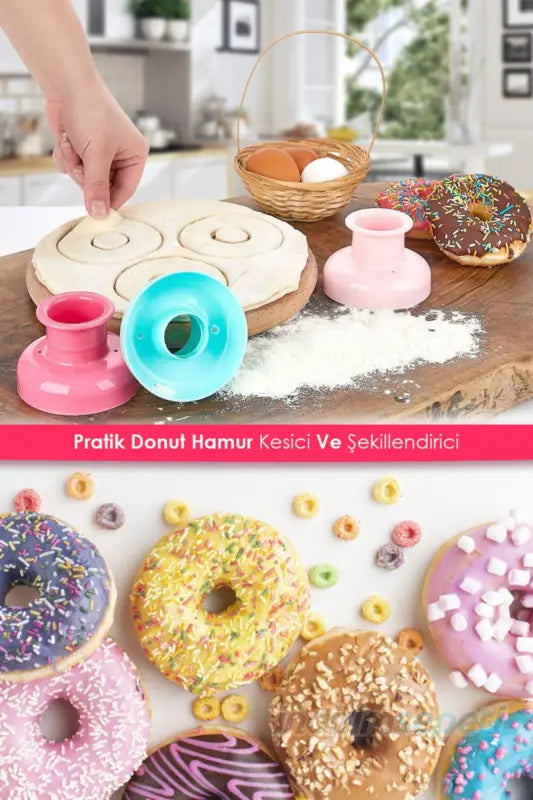 Pratik Donut Hamur Kesici Şekillendirici Kalıp Aparatı