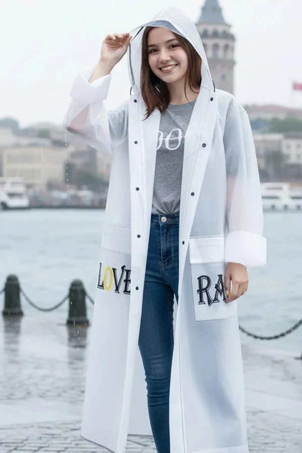 Unisex Yağmurluk XL Beden Bağcıklı Kapüşonlu Cepli Taşıma Çantalı Sarı Siyah